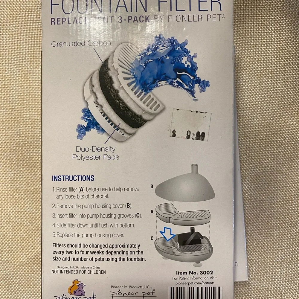 PIONEER White Fountain Filter Replacement Pack - 2 packs